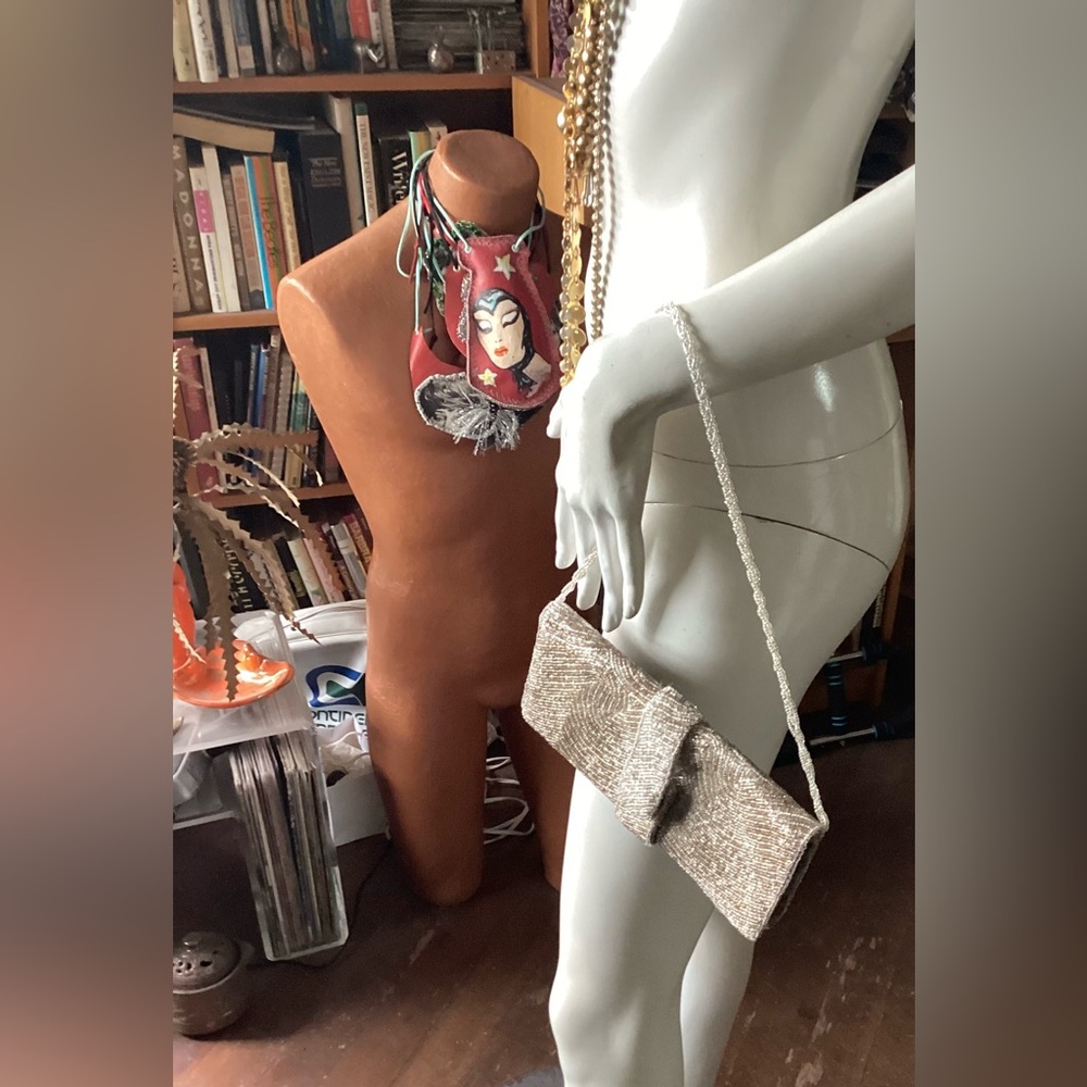 Torba silver bugle bead purse